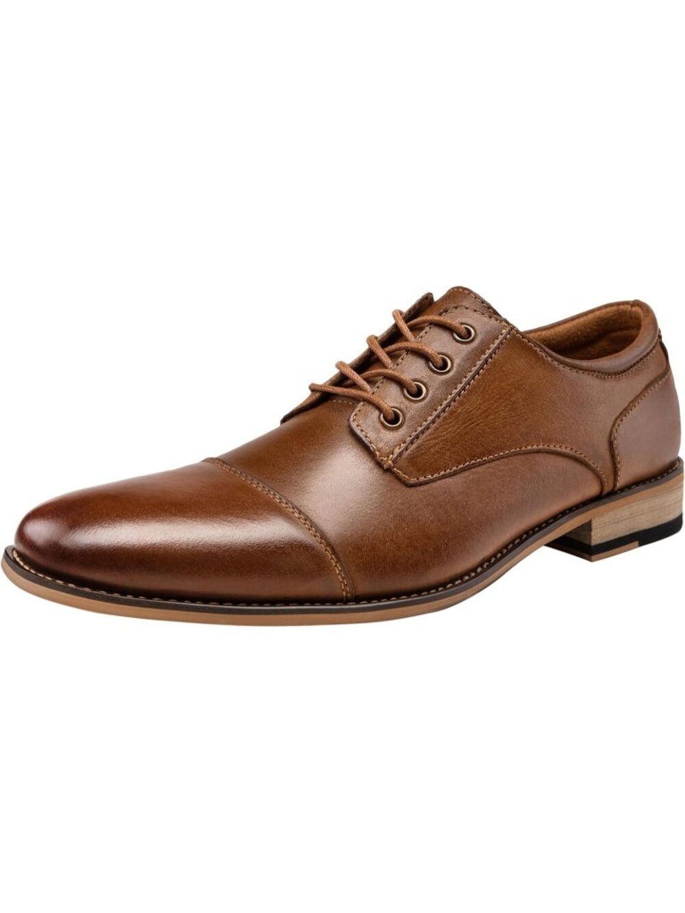 Men's Yellow Brown Leather Retro Plain Formal Dress Oxford Derby Shoes Causal